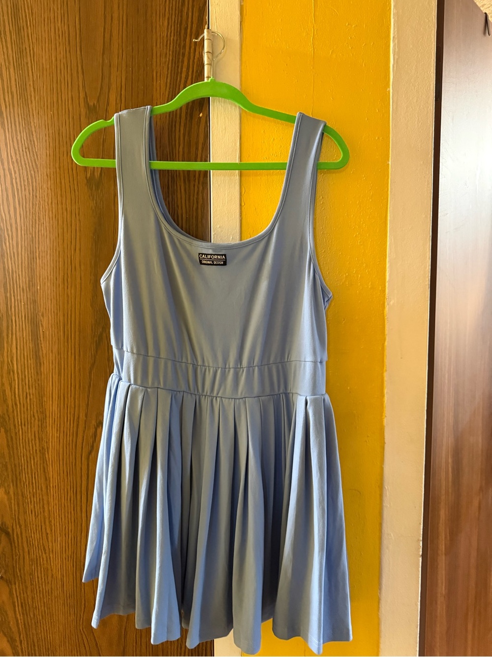 SHEIN Curve Dusty Blue Sleeveless Skater Dress